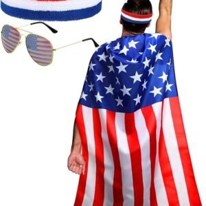 frienda american flag costume cape, retro