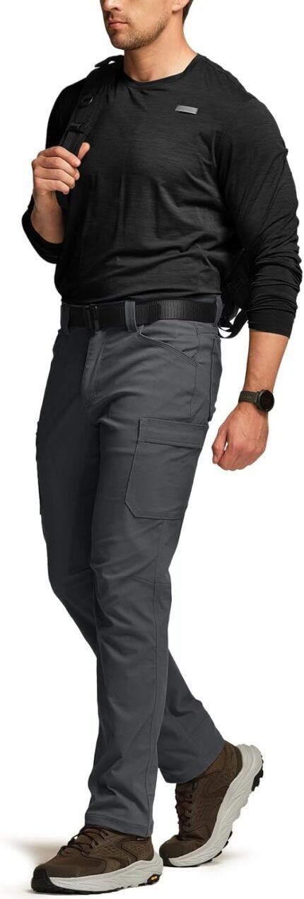 cqr men's active flex tactical pants, water resistant lightweight stretch cargo work hiking pants