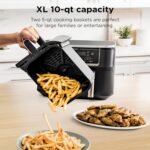 ninja dz550 foodi 10 quart 6 in 1 dualzone smart xl air fryer with 2 independent baskets, smart cook thermometer for perfect doneness, match cook & smart finish to roast, dehydrate & more, grey