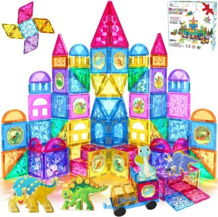 Jasonwell 110PCS Magnetic Tiles Building Blocks Set for Boys Girls Preschool Educational Magnet Construction Kit Stacking STEM Toys Christmas Birthday Gifts for Kids Toddlers 3 4 5 6 7 8 9 + Year Old