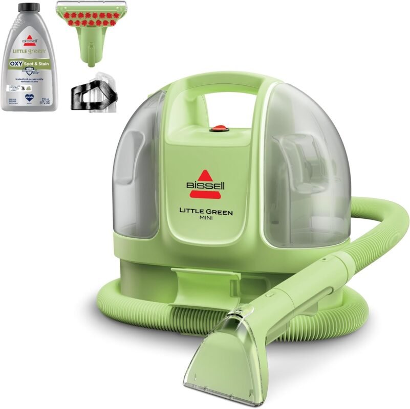 bissell little green mini portable carpet and upholstery deep cleaner, car/auto detailer, with hydrorinse self cleaning tool and 4" tough stain tool,...